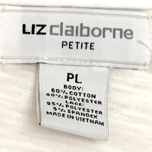 Liz Claiborne Petite White Sleeveless Lace Blouse PL - Picture 4 of 5